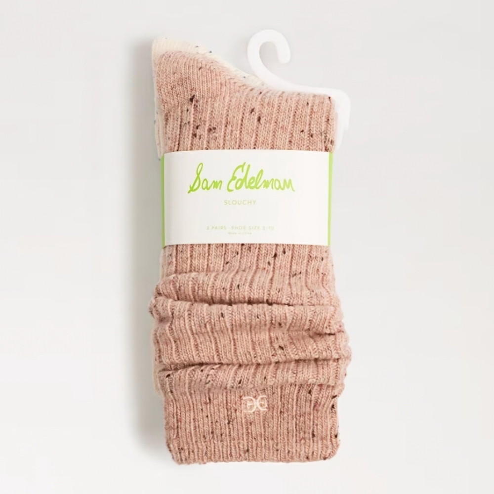NWT Sam Edelman Pink/cream confetti knee-high slouchy knit socks - 2 pairs OS